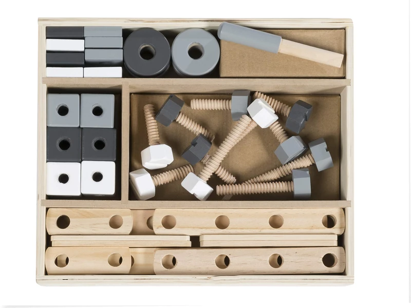 roba Wooden Building Kit, Children's Building Set 48 Pieces, Wooden Tool Box, Toy from 3 Years