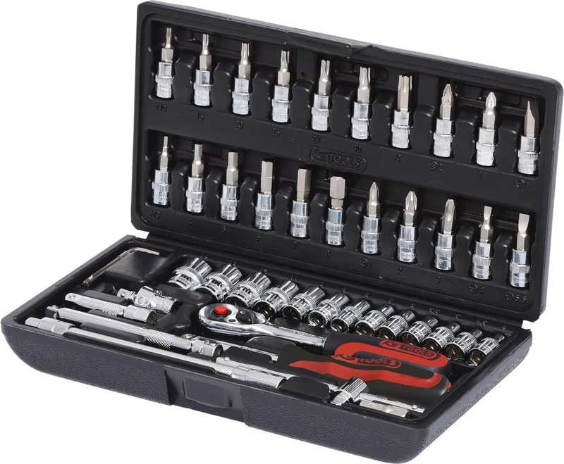 SK Hand Tool KS TOOLS 1/4" CHROMEplus Socket Set, 46 pcs, Clear
