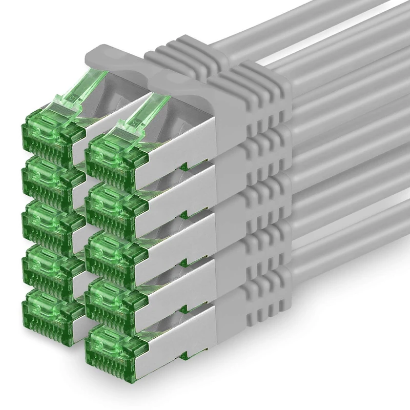 1aTTack.de 3.0m Cat.7 Network Cable Pack of 10 Cat7 Patch Cable Lan Cable Ethernet RJ45 10Gbit/s (All Internet Speeds) Gray 3 Meters