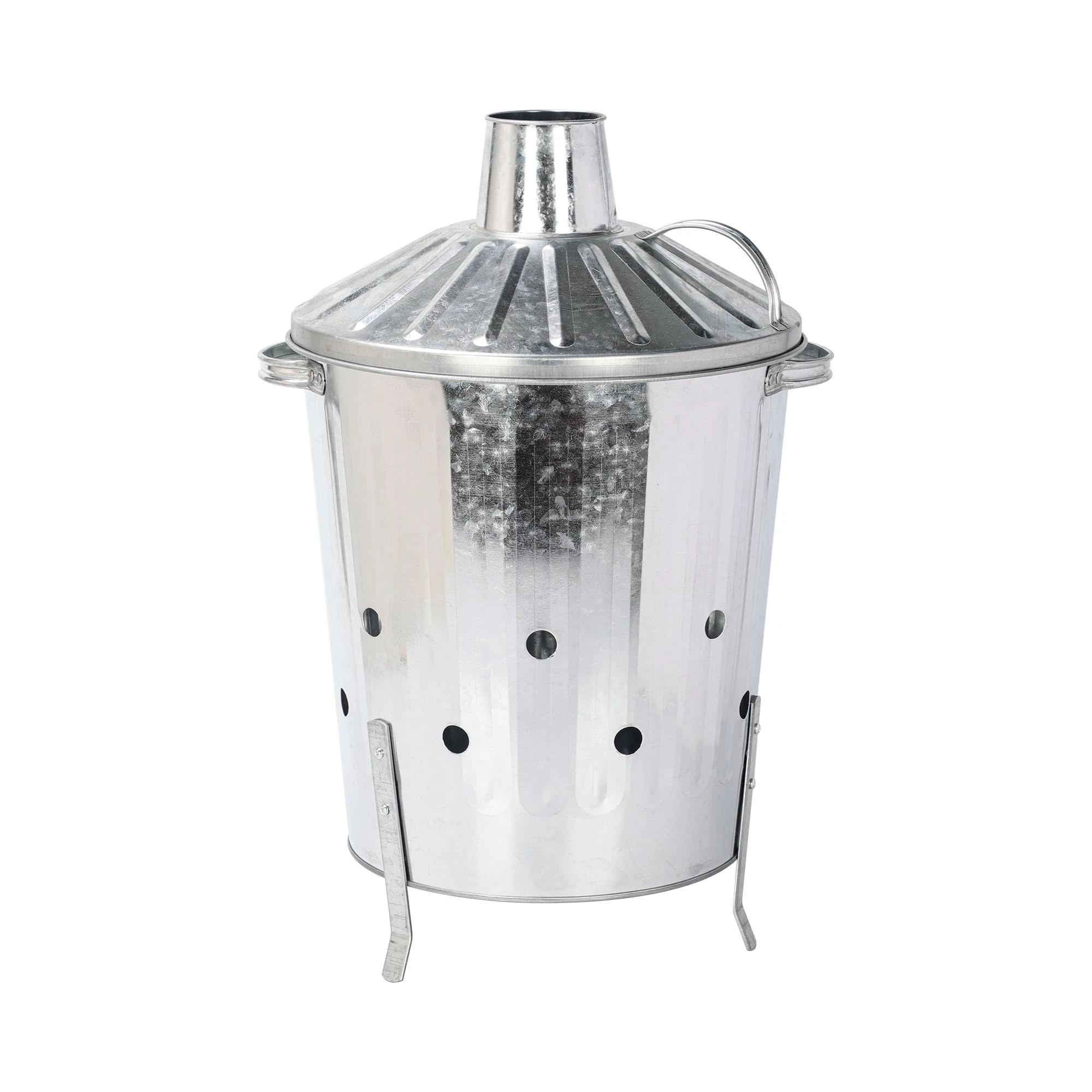 simpa 1 x 40L 40 Litre Medium Garden Galvanised Metal Incinerator Fire Burning Bin for Wood Paper Leaves
