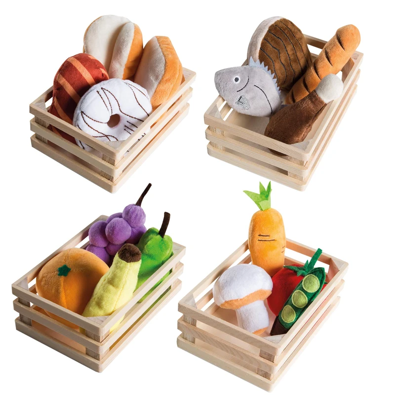 roba Food Groups - 4 Baskets with Accessories for Play Store and Children's Kitchens - Vegetables, Fish, Fruit, Sweets - Image 1