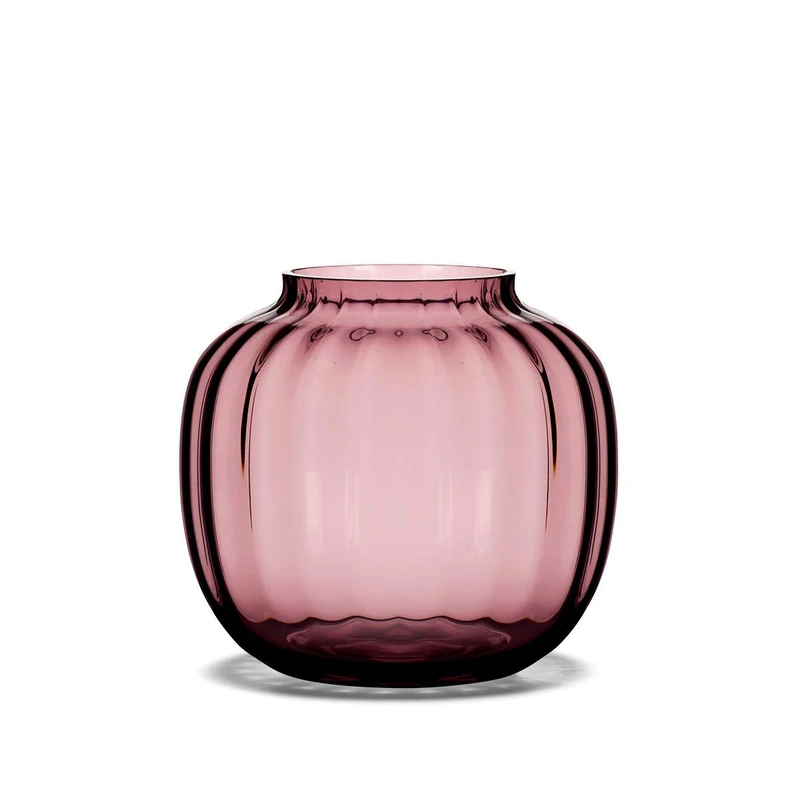 Holmegaard Vase, red, 14,5x14,5x12,5