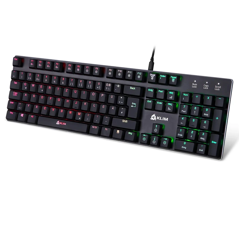 KLIM Dash QWERTZ Mechanical Keyboard - Red Low Profile Switches