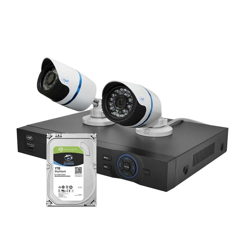 PNI House IPMAX2 Videoüberwachungskit mit 2 Kameras 720P, Hard Disk 1 TB, Weiß