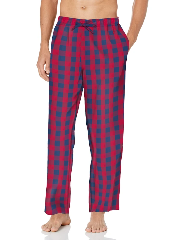 Nautica Men's Soft Woven 100% Cotton Elastic Waistband Sleep Pajama Pant Bottoms, Red, M