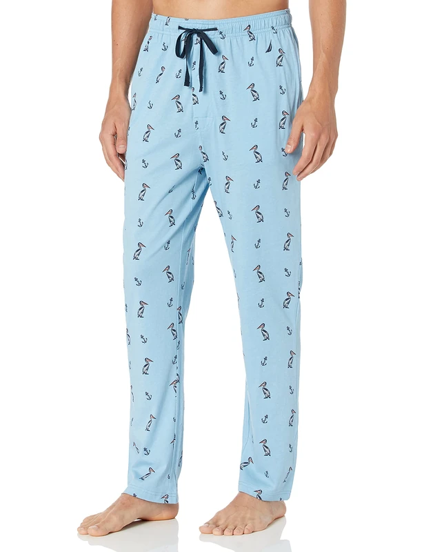 Nautica Men's Soft Woven 100% Cotton Elastic Waistband Sleep Pajama Pant Bottoms, Porthole Blue, Large