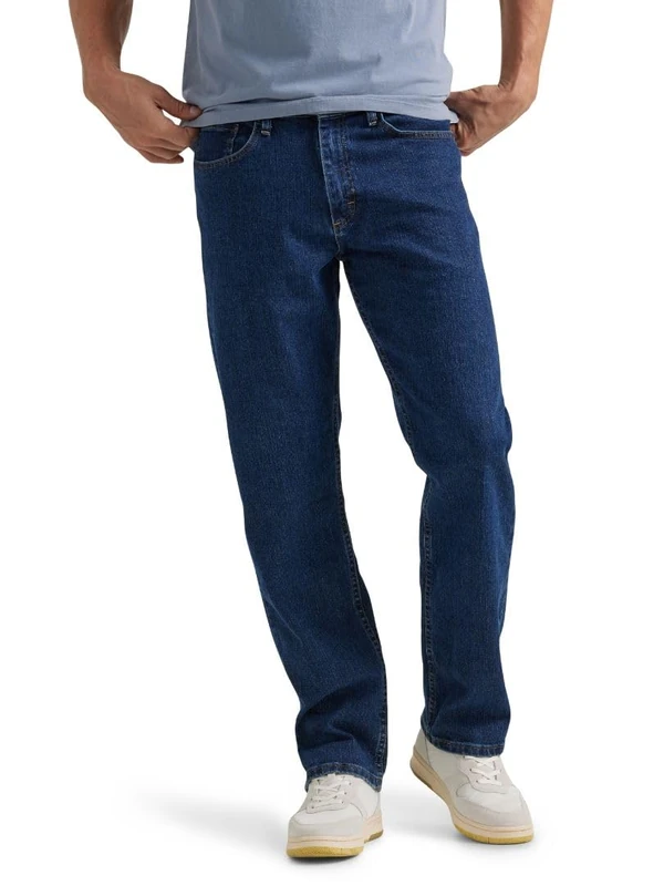 Wrangler Authentics Men's Comfort Flex Waist Relaxed Fit Jean, Dark Stonewash, 40W x 34L