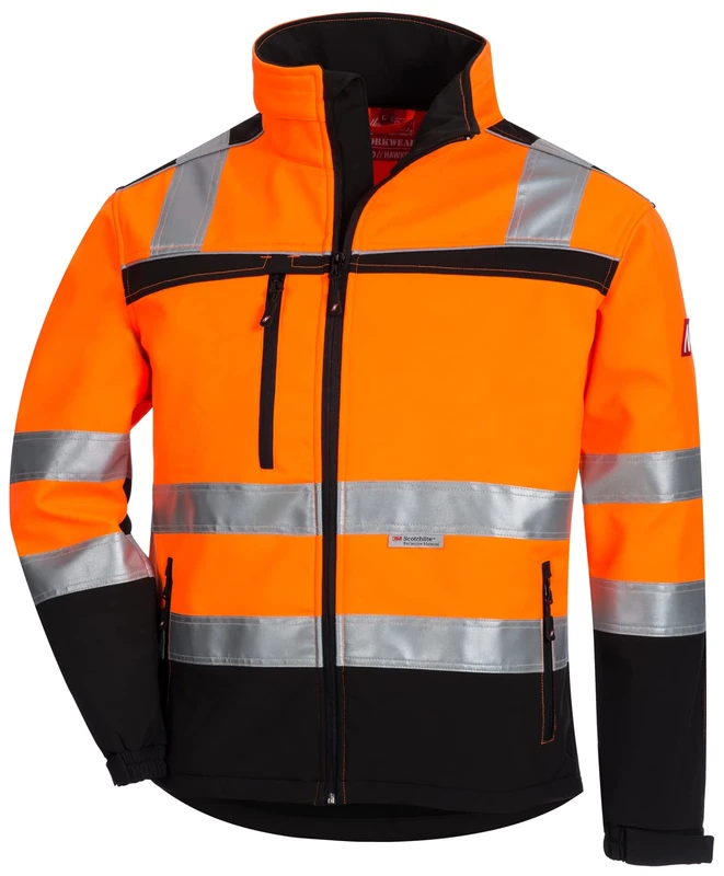 Nitras Motion Tex Viz 7170 High Visibility Jacket - Softshell Jacket in Warning Colour for Work - Neon Orange - L