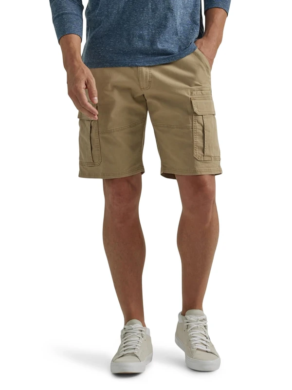 Wrangler Authentics Men's Classic Relaxed Fit Stretch Cargo Shorts, Grain Twill, 40 UK