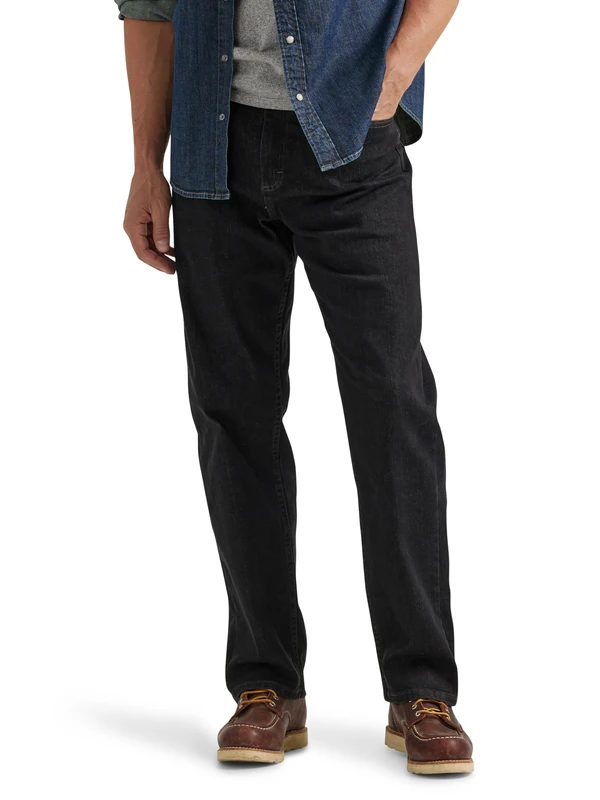 Wrangler Men's Comfort Flex Waist Relaxed Fit Jean Jeans, Dark Denim, 38W / 32L