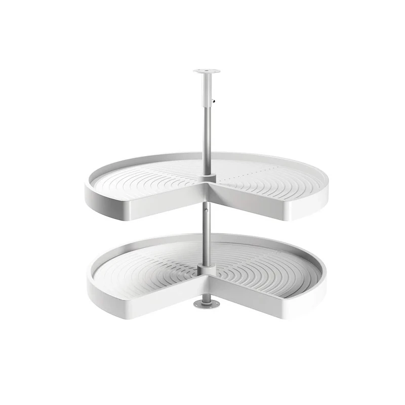 Emuca - Set of swivel trays for kitchen corner unit, 3/4 carousel of Ø710mm (28 inch) for 800mm (31,4 inch) blind corner, white