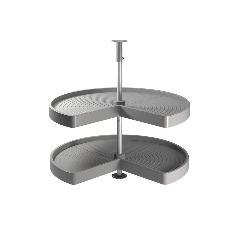 Emuca - Set of swivel trays for kitchen corner unit, 3/4 carousel of Ø710mm (28 inch) for 800mm (31,4 inch) blind corner, grey