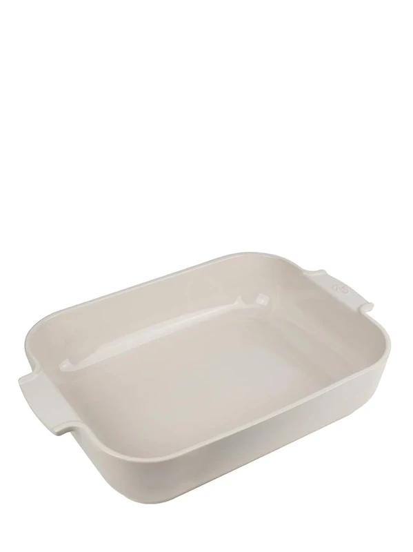 PEUGEOT - Rectangular Ceramic Baking Dish - 40 cm (including handles) x 25.7 cm x 7.5 cm - Capacity: 5.2 L - 8-10 Servings - 10 Year Guarantee - Made In France - Ecru Colour