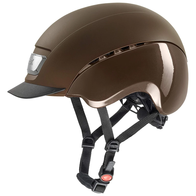 uvex Elexxion Pro - Sturdy Riding Helmet for Men and Women - Individual Fit - Optimized Ventilation - Brown Matt-Brown Shiny - 57-59 cm
