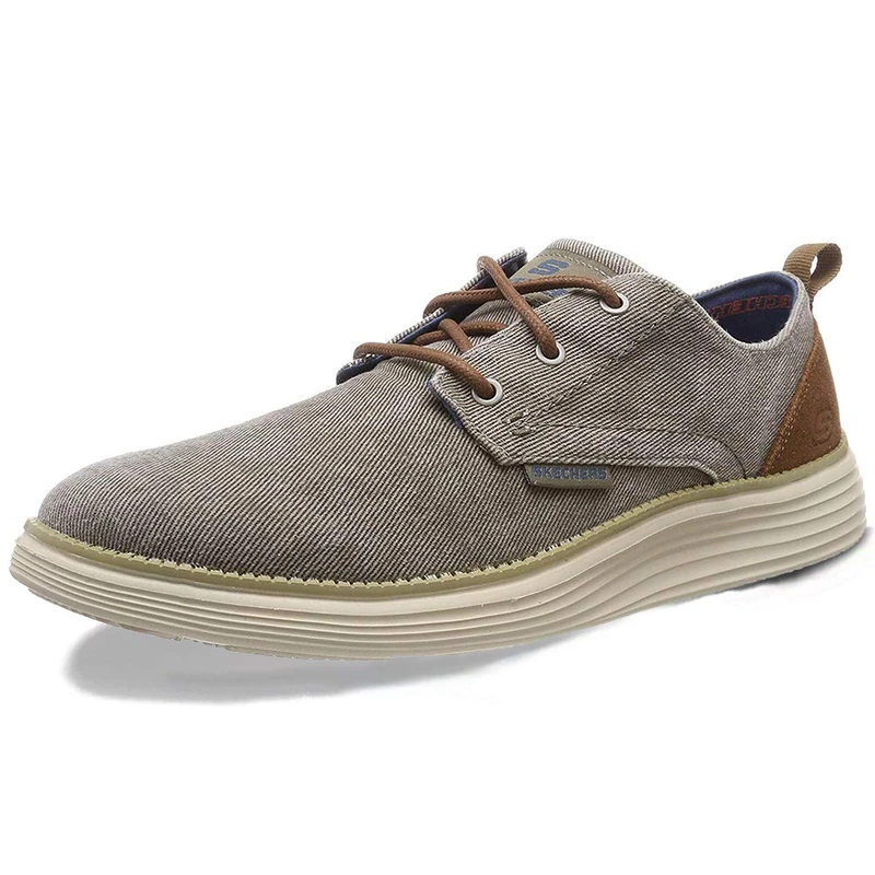 Skechers Men's Status 2.0 Pexton Boat Shoes, Grey Taupe Canvas Tpe, 6 UK