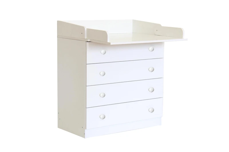 Kidsaw Childs 4 Drawer Unit 1580 With Changing Board and Storage, White