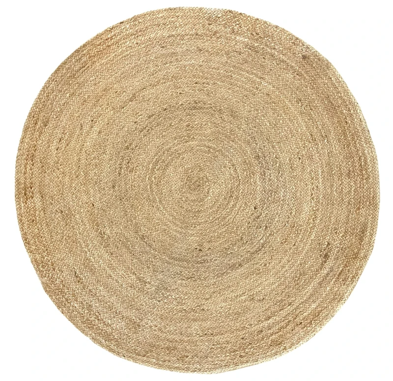 HAMID - Rug Jute Round Alhambra Natural Colour, Jute Rug, Area Rug 100% Jute Fibre Hand Wovem, Braided Rug for Home, Living Room, Floor Carpet..(150x150cm)