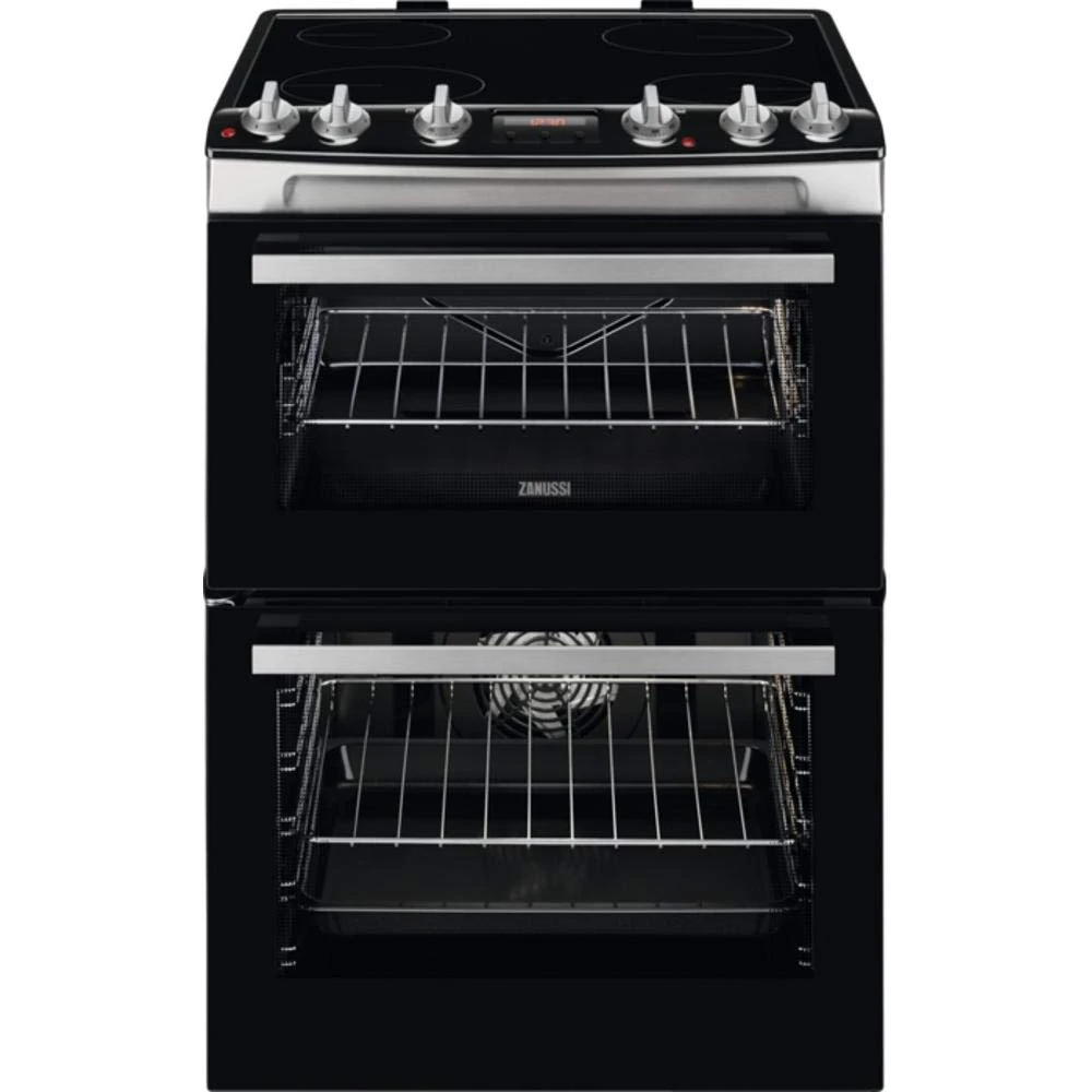 Zanussi ZCV66078XA 600mm Double Electric Cooker Ceramic Hob S/Steel