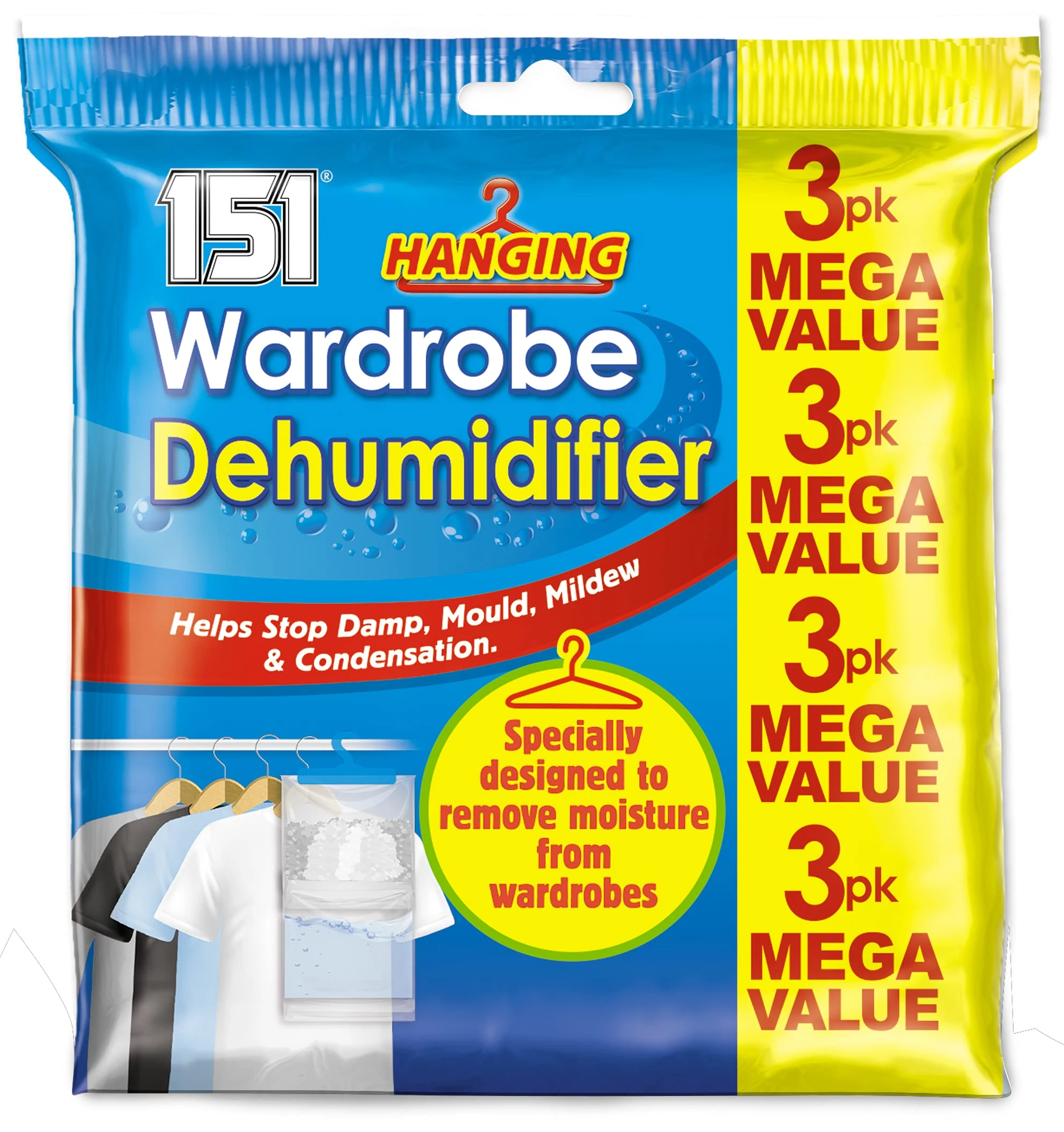 151 Dehumdifier, Fragrance Free, 3x180gr, 1511124