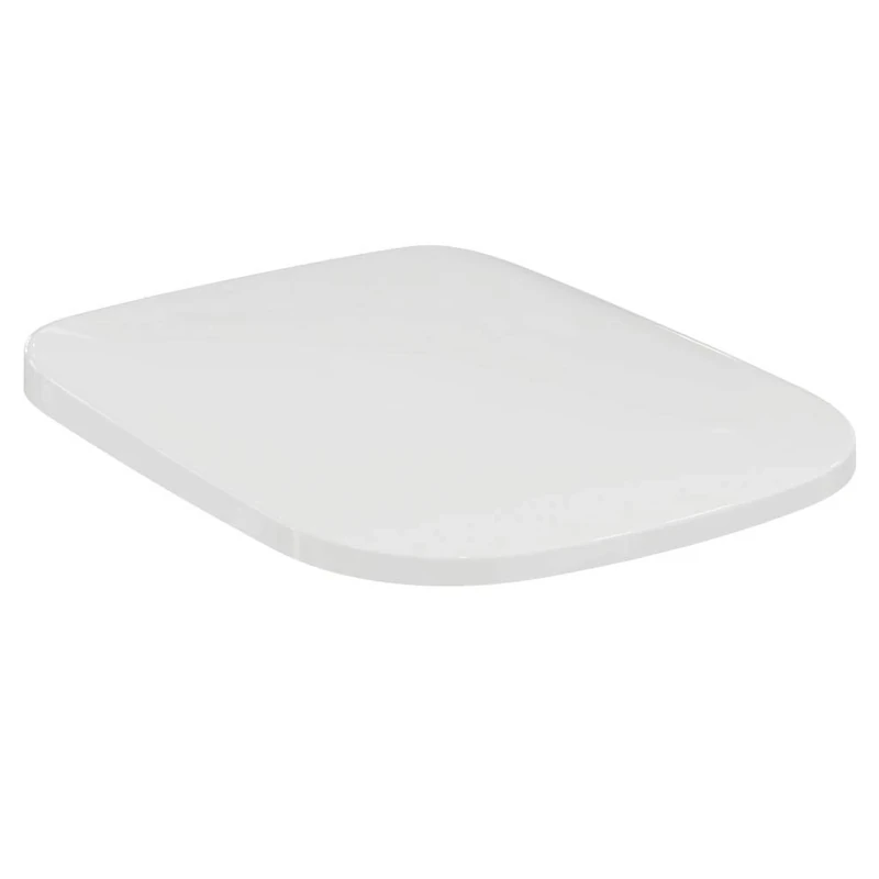 Ideal Standard Esedra Toilet seat and Cover, Angular Shape, Durable Toilet seat, Including Hinge Set for Easy Installation, Scratch-Resistant duroplast – White (365x445x40 mm)