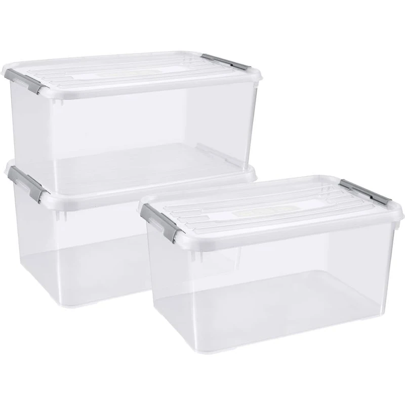 Curver Mobile Phone + Storage Box Set, Plastic, Transparent, 3 x 50 L, 3