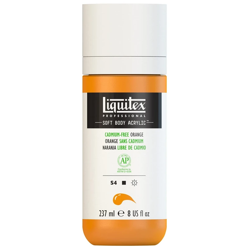 Liquitex Soft Body Acrylic Paint, 8 oz Bottle, Cadmium Orange