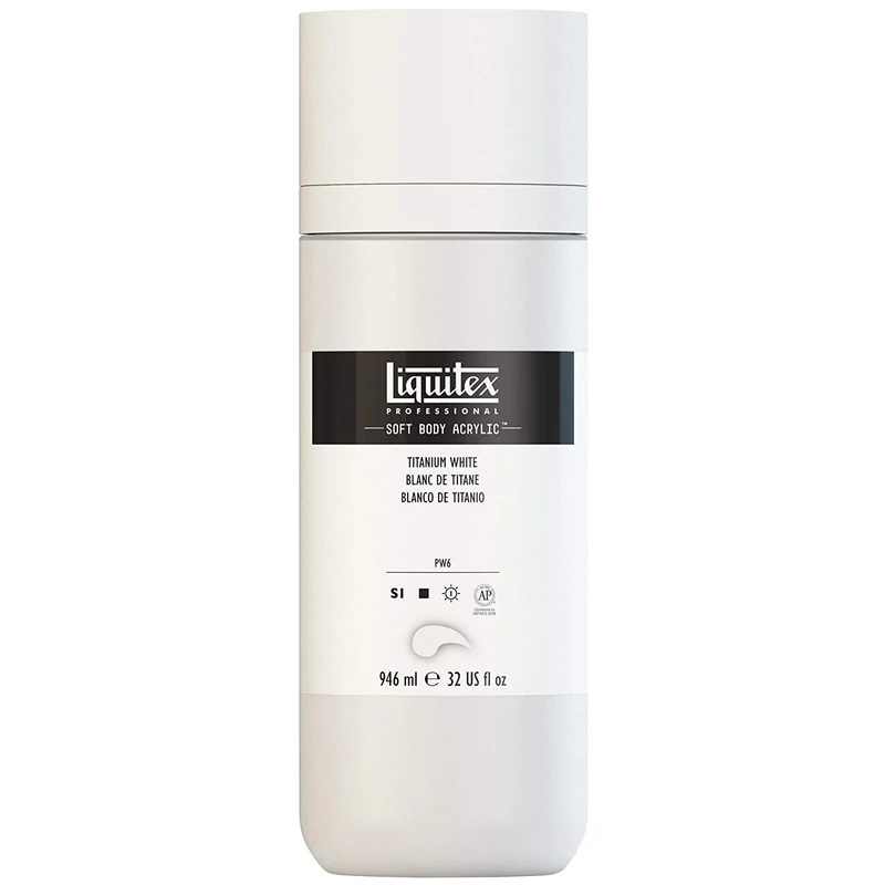 Liquitex 1946432 Professional Acrylic Paint Soft Body - Artist Paint in Creamy Opaque Consistency, High Pigmentation, Lightfast and Ageing Resistant, 946 ml Bottle - Titanium White