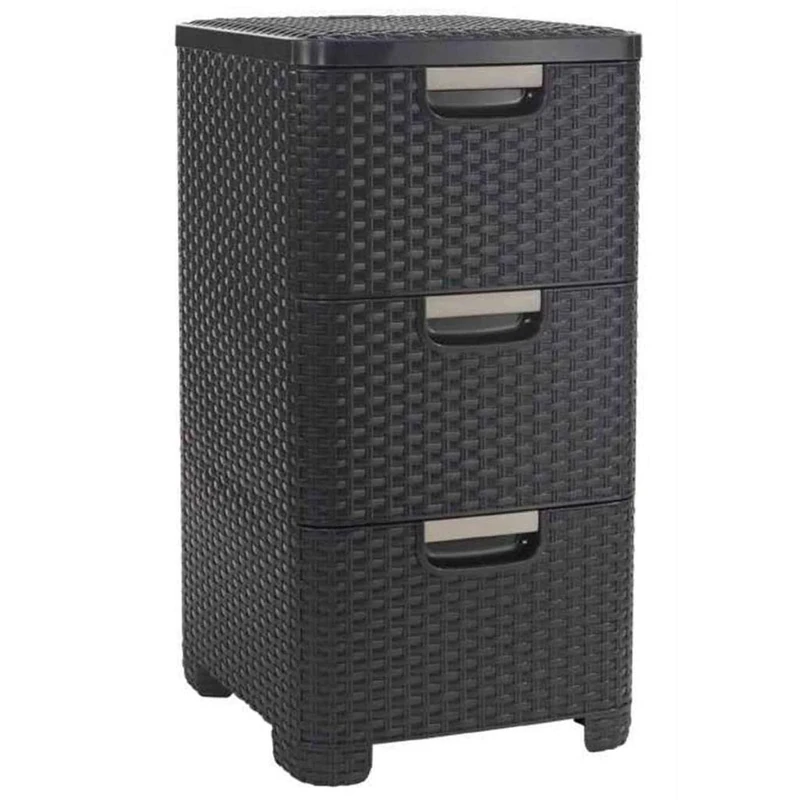 CURVER Desk Tower with 3 Drawers of 14 L, Style – Practical Storage Tower for Tools, Laundry, Papers and Other – 3 x 14 L – 38 x 33 x 60 cm – Chocolate - Image 1