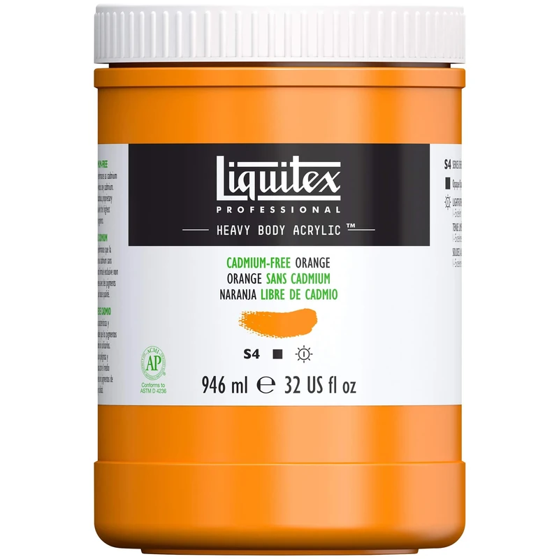Liquitex Heavy Body Acrylic Paint, Cadmium Free Orange, 946 ml (Pack of 1)