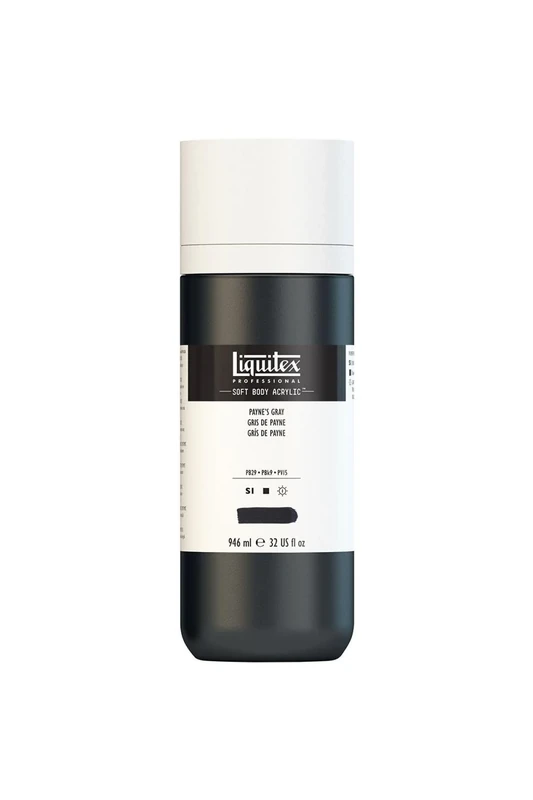 Liquitex 1946310 Professional Acrylic Paint Soft Body - Artist Paint in Creamy Opaque Consistency, High Pigmentation, Lightfast and Ageing Resistant, 946 ml Bottle - Paynes Grey