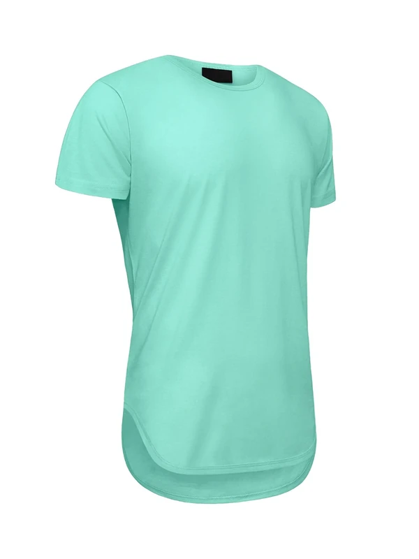 VICTORIOUS Men's Hipster Longline Curved Hem Tees, Mint, XXXXL