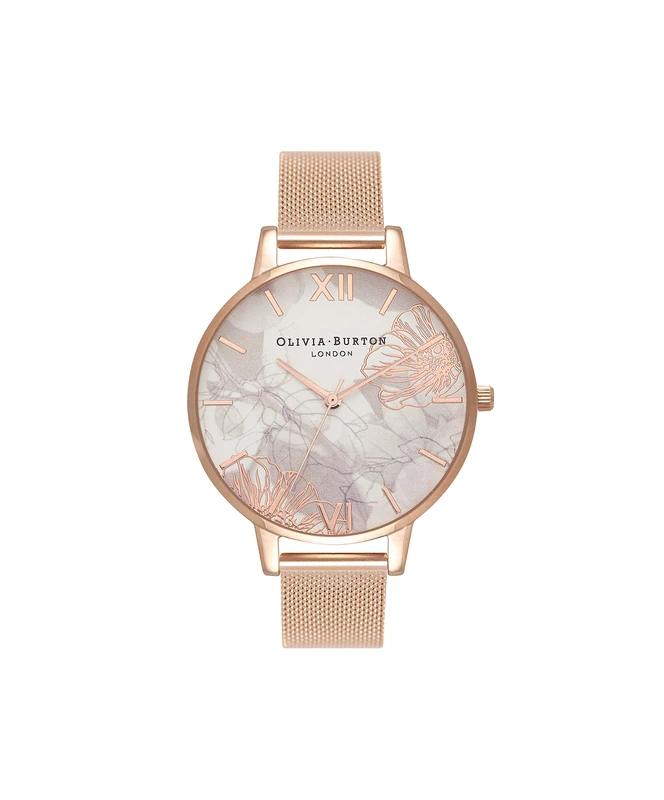 Olivia Burton Analogue Quartz Watch for Women with Rose Gold Coloured Stainless Steel Bracelet - OB16VM15