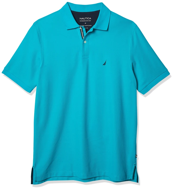 Nautica Men's Classic Fit Short Sleeve Solid Performance Deck Polo Shirt, Tropic Wave, Large Tall - Image 1