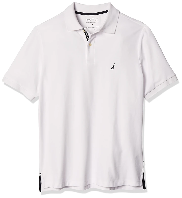 Nautica Men's Classic Fit Short Sleeve Solid Performance Deck Polo Shirt, Bright White, 6X - Image 1