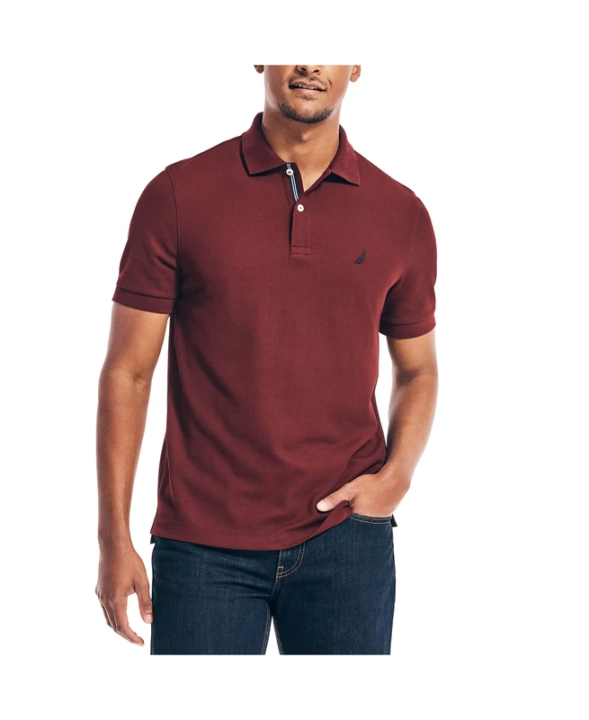 Nautica Men's Classic Short Sleeve Solid Polo Shirt, Royal Burgundy, XXL