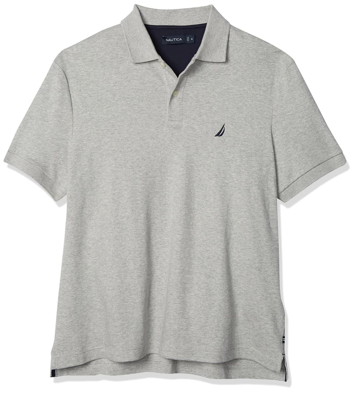 Nautica Men's Classic Fit Short Sleeve Solid Soft Cotton Polo Shirt, Grey Heather, XXL Tall