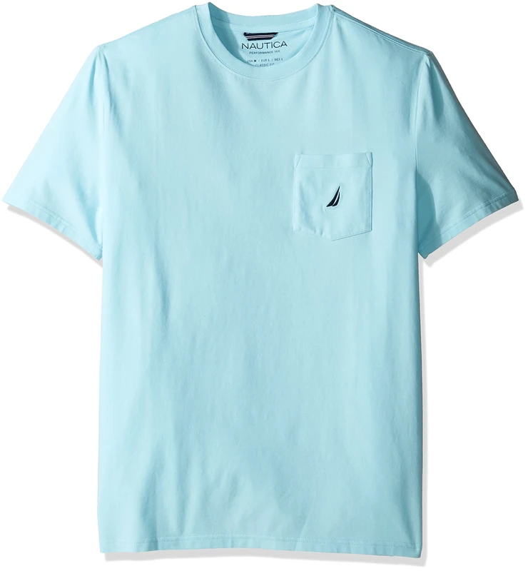 Nautica Men's Big and Tall Solid Crew Neck Short Sleeve Pocket T-Shirt, Bright Aqua, 1X