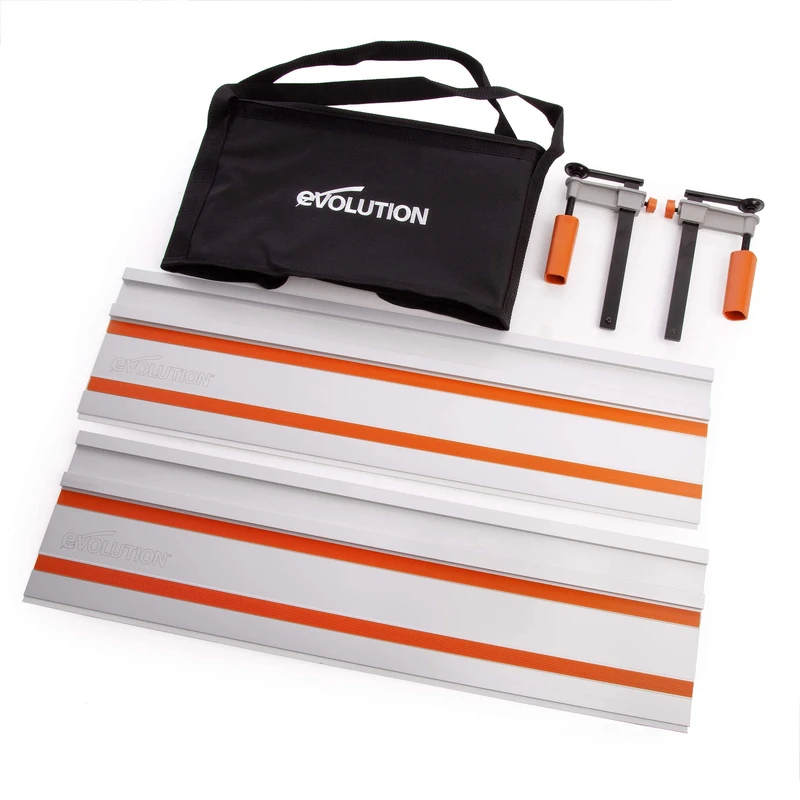 Evolution Power Tools ST1400 Circular Saw Guide Rail/Track Fits Makita, Bosch, Festool, (Clamps and Carry Bag Included), 2-Piece Track (700mm x 2) 1400 mm