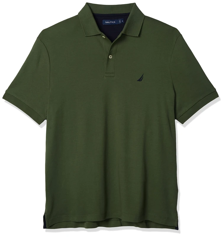 Nautica Men's Classic Fit Short Sleeve Solid Soft Cotton Polo Shirt, Pine Forest, 5X