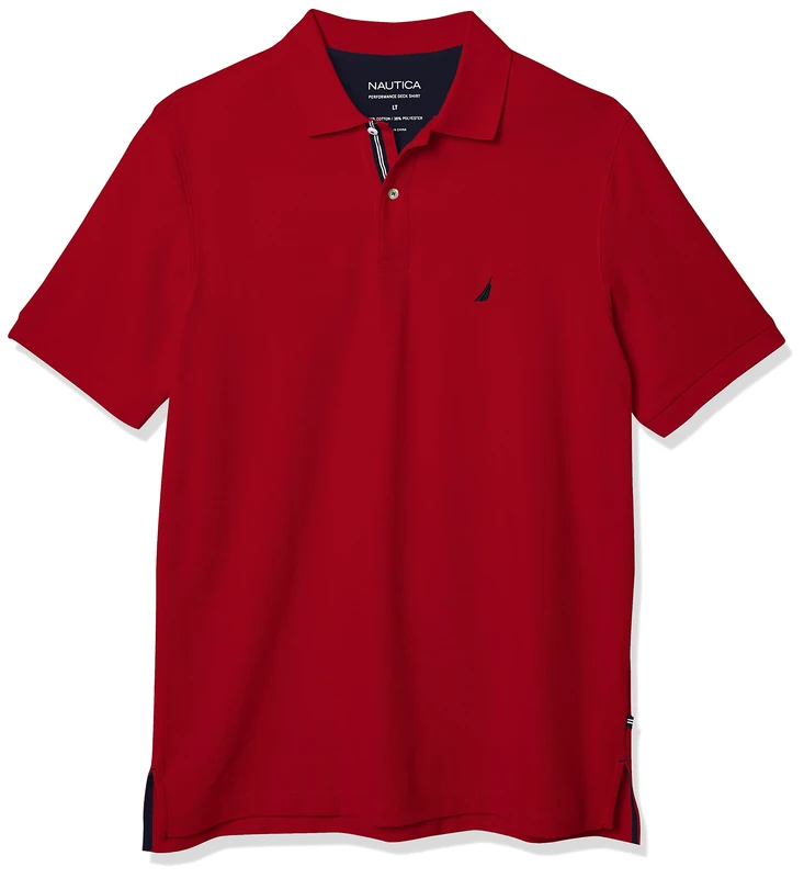Nautica Men's Classic Fit Short Sleeve Solid Performance Deck Polo Shirt Red, 1X