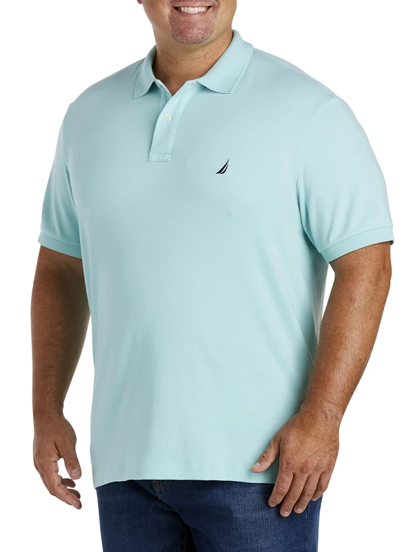 Nautica Men's Classic Fit Short Sleeve Solid Soft Cotton Polo Shirt, Harbor Mist, 6X