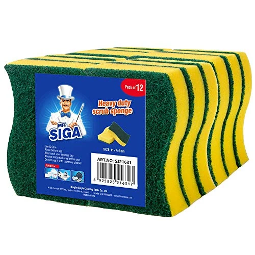 MR.SIGA Heavy Duty Scrub Sponge, Pack of 6, Size:11 x 7 x 3 cm, 4.3" x 2.8" x 1.2"