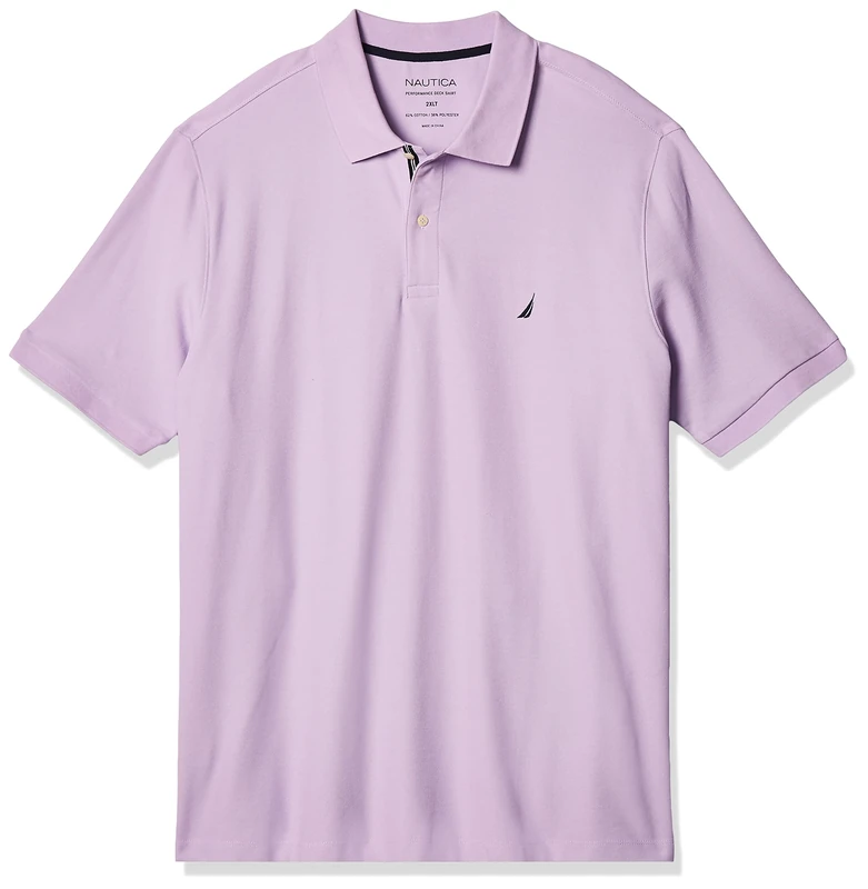 Nautica Men's Classic Fit Short Sleeve Solid Performance Deck Polo Shirt, Lavendula, XL Tall
