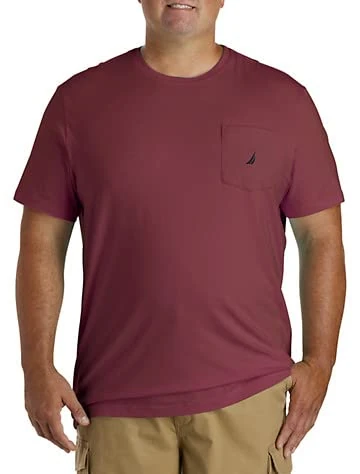 Nautica Men's Solid Crew Neck Short Sleeve Pocket T-Shirt, Barolo, 5X-Large Tall