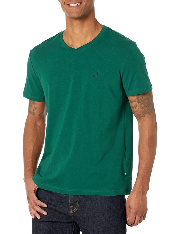 Nautica Men's Slim Fit V-Neck T-Shirt - Pine Green XXL - Image 1