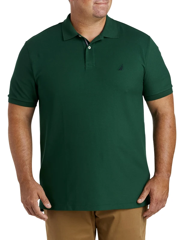 Nautica Men's Classic Fit Short Sleeve Solid Performance Deck Polo Shirt, Tidal Green, 1X Tall