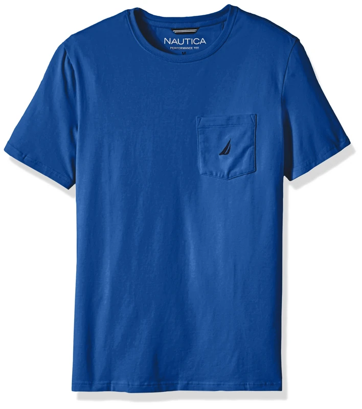 Nautica Men's Solid Crew Neck Short-Sleeve Pocket T-Shirt, Monaco Blue, 2X Tall