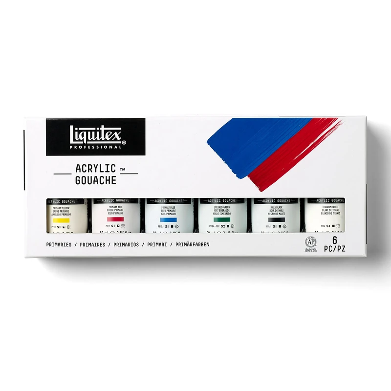 Liquitex Proffessional Professional Acrylic Gouache Set 6 x 59 ml Primary Colours, 59 ml (Pack of 6)