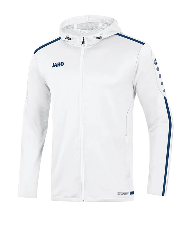 JAKO Women's Striker 2.0 Hooded Jacket, White/Navy, 42