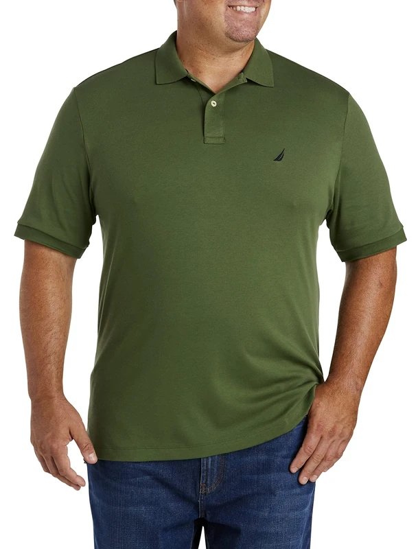 Nautica Men's Classic Fit Short Sleeve Solid Soft Cotton Polo Shirt, Pine Forest, XXX-Large Tall